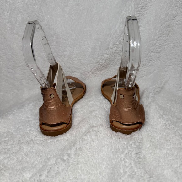 Sorel Ella Sandal Rose Gold Metallic Elastic Strap Flat Sandals Womens - Picture 3 of 8